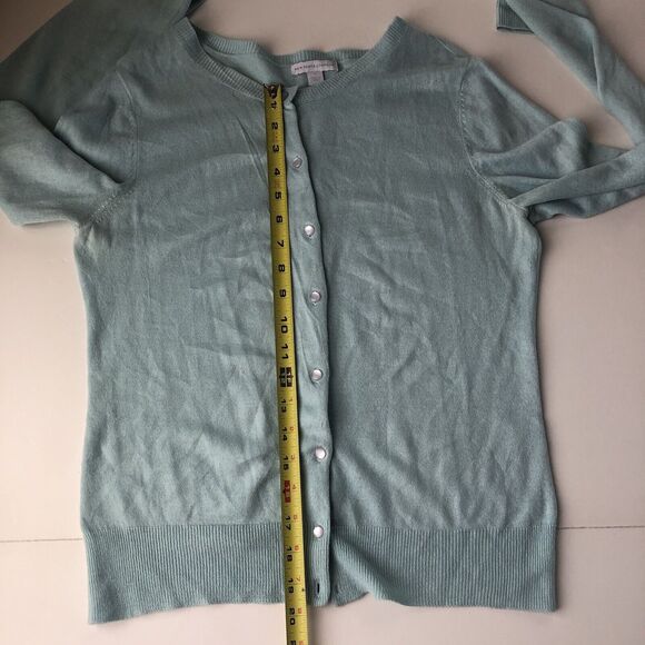 New York & Company Womens Knit Sweater Blue Cardigan Buttons Medium - Picture 14 of 16